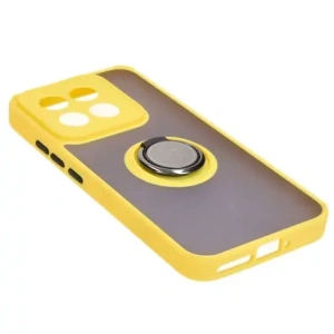 Kup Etui z uchwytem na palec Bizon Case Hybrid Ring do Xiaomi 14 przydymione z żółtą ramką - BIZ4249 - {ean13} - Sklep Home Screen