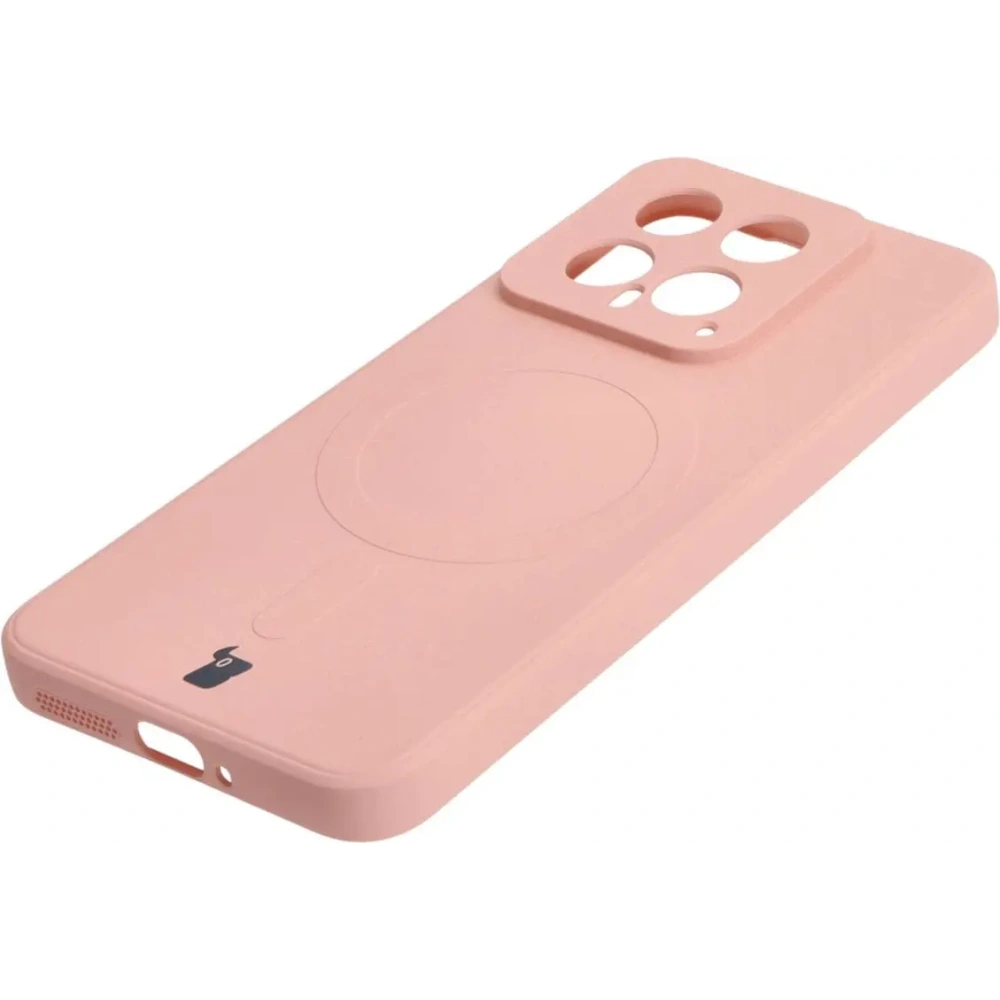 Etui Bizon Case Silicone Magnetic Sq do Xiaomi 14 jasnoróżowe