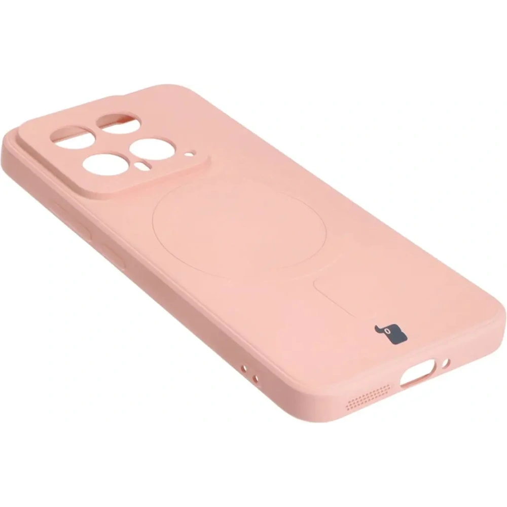 Etui Bizon Case Silicone Magnetic Sq do Xiaomi 14 jasnoróżowe