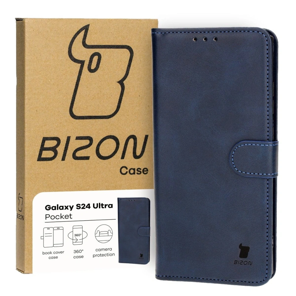 Etui z klapką Bizon Case Pocket do Samsung Galaxy S24 Ultra granatowe