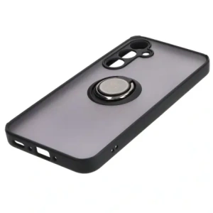 Etui s držákem na prst Bizon Case Hybrid Ring pro Samsung Galaxy A35 5G kouřové s černým rámem