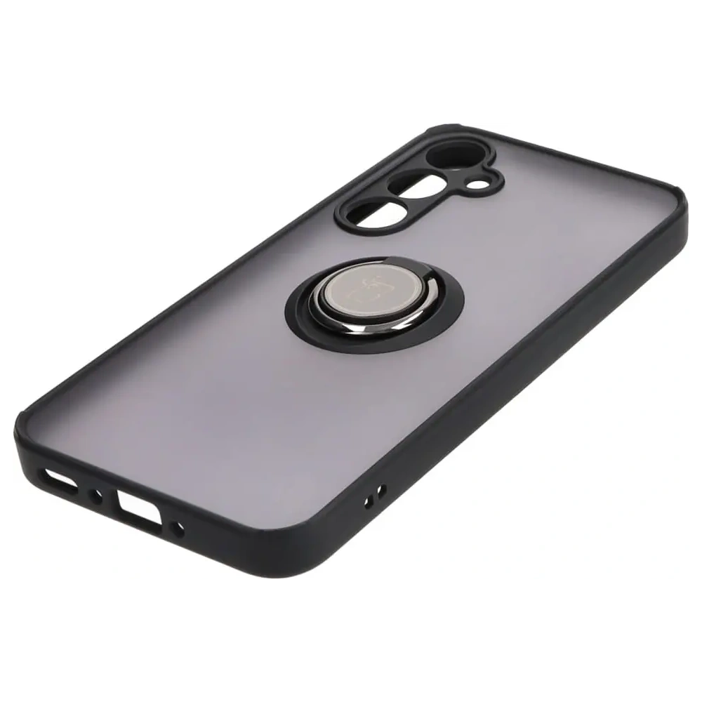 Etui z uchwytem na palec Bizon Case Hybrid Ring do Samsung Galaxy A35 5G przydymione z czarną ramką