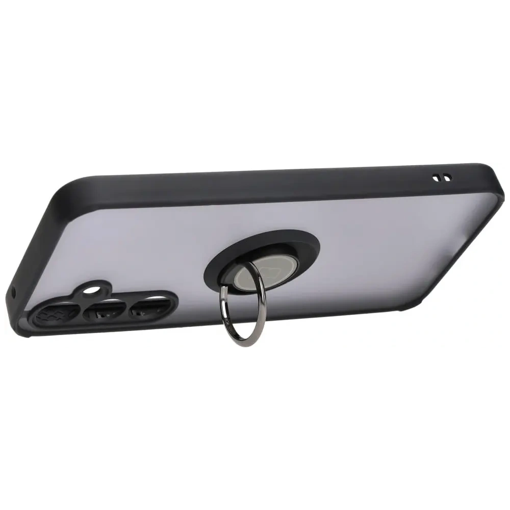 Etui z uchwytem na palec Bizon Case Hybrid Ring do Samsung Galaxy A35 5G przydymione z czarną ramką