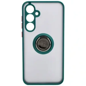 Kup Etui z uchwytem na palec Bizon Case Hybrid Ring do Samsung Galaxy A35 5G przydymione z ciemnozieloną ramką - BIZ4279 - {ean13} - Sklep Home Screen