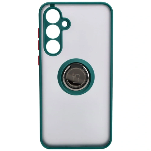 Kup Etui z uchwytem na palec Bizon Case Hybrid Ring do Samsung Galaxy A35 5G kouřové s tmavě zeleným rámečkem - BIZ4279 - {ean13} - Sklep Home Screen