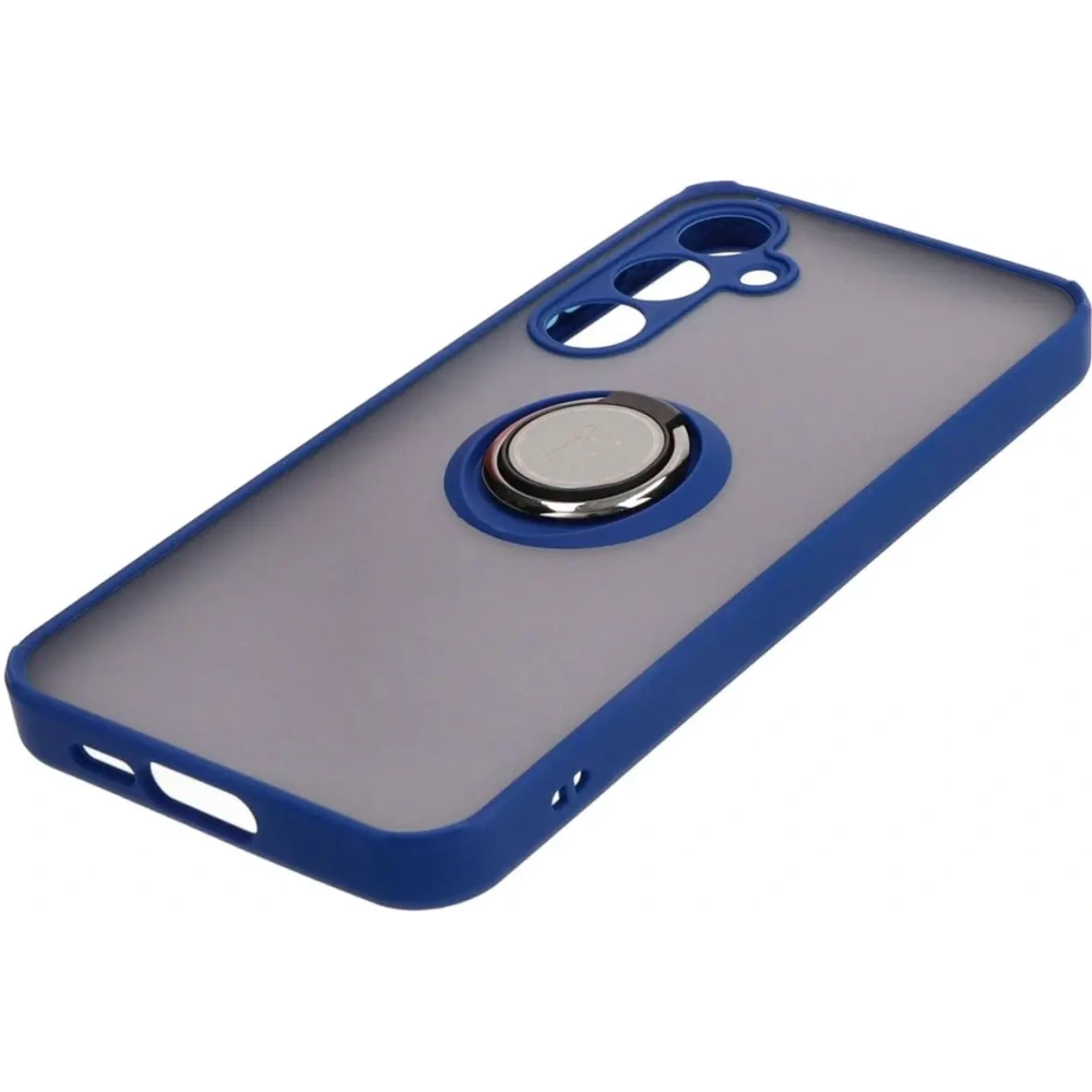 Etui z uchwytem na palec Bizon Case Hybrid Ring do Samsung Galaxy A55 5G przydymione z granatową ramką