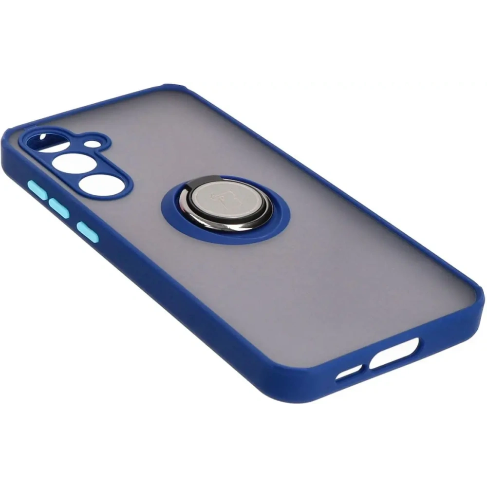 Etui z uchwytem na palec Bizon Case Hybrid Ring do Samsung Galaxy A55 5G przydymione z granatową ramką