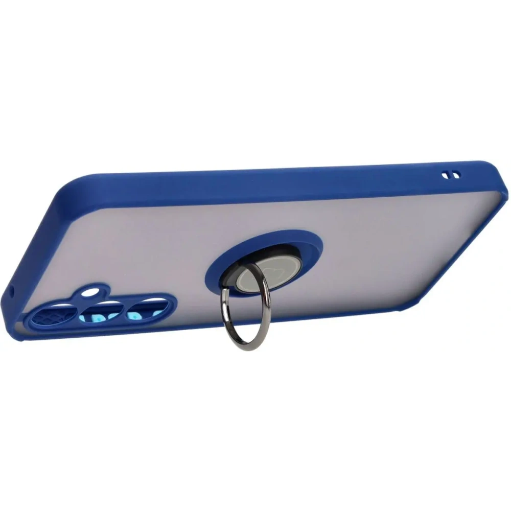 Etui z uchwytem na palec Bizon Case Hybrid Ring do Samsung Galaxy A55 5G przydymione z granatową ramką