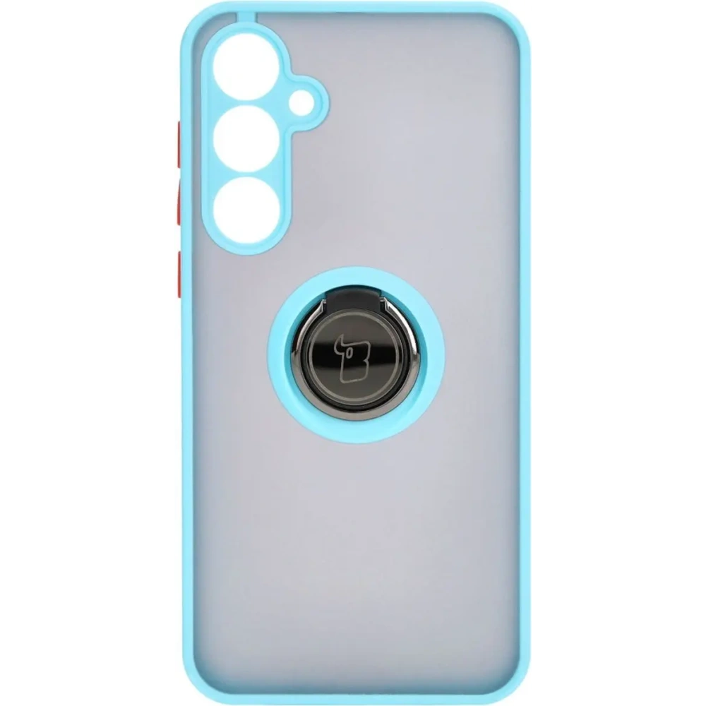 Etui z uchwytem na palec Bizon Case Hybrid Ring do Samsung Galaxy A55 5G przydymione z jasnoniebieską ramką