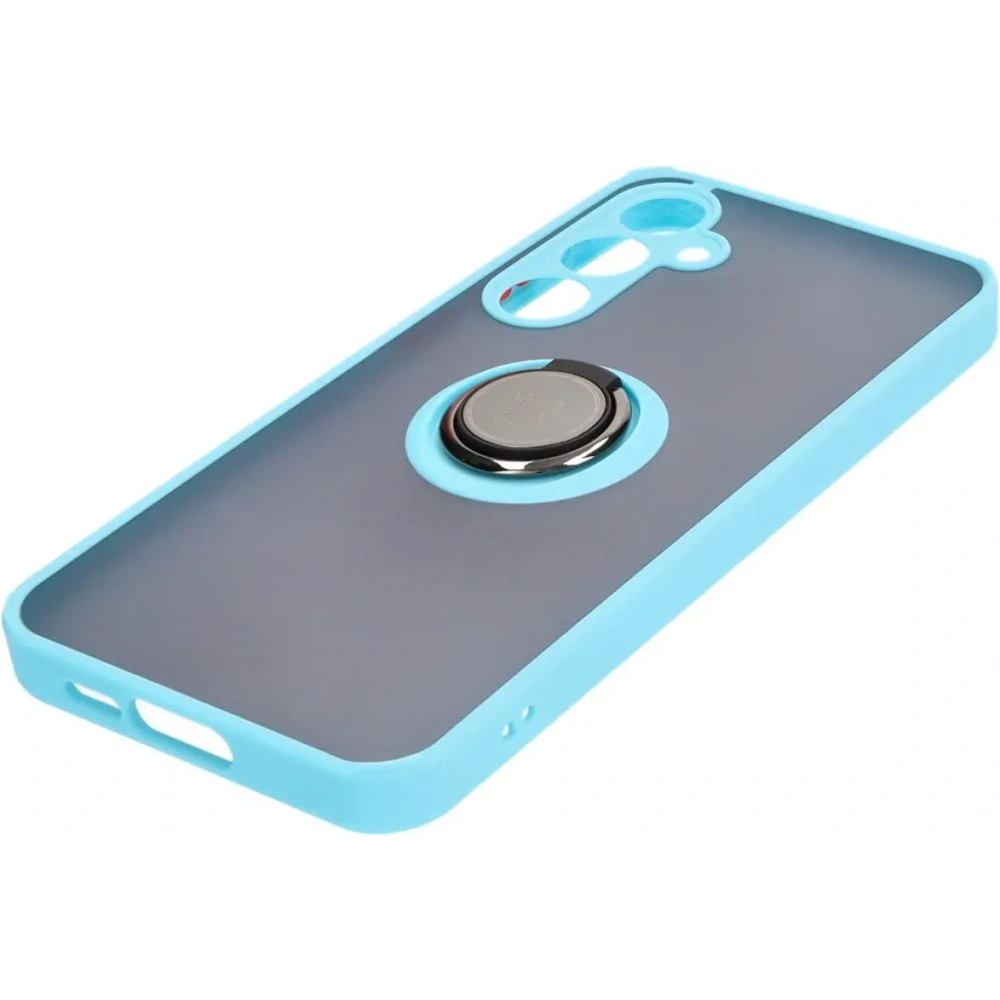 Etui z uchwytem na palec Bizon Case Hybrid Ring do Samsung Galaxy A55 5G przydymione z jasnoniebieską ramką