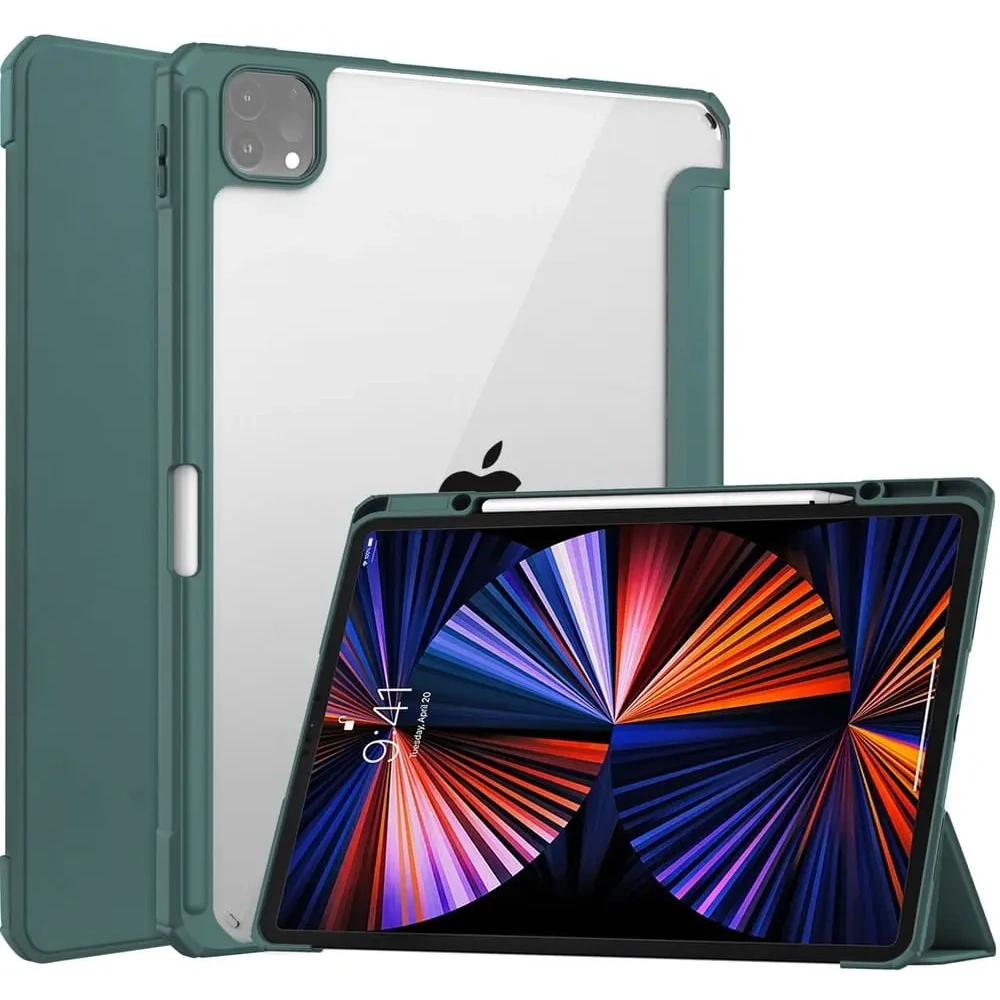 Etui Bizon Case Tab Clear Matt do Apple iPad Pro 12.9 2022/2021/2018 ciemnozielone