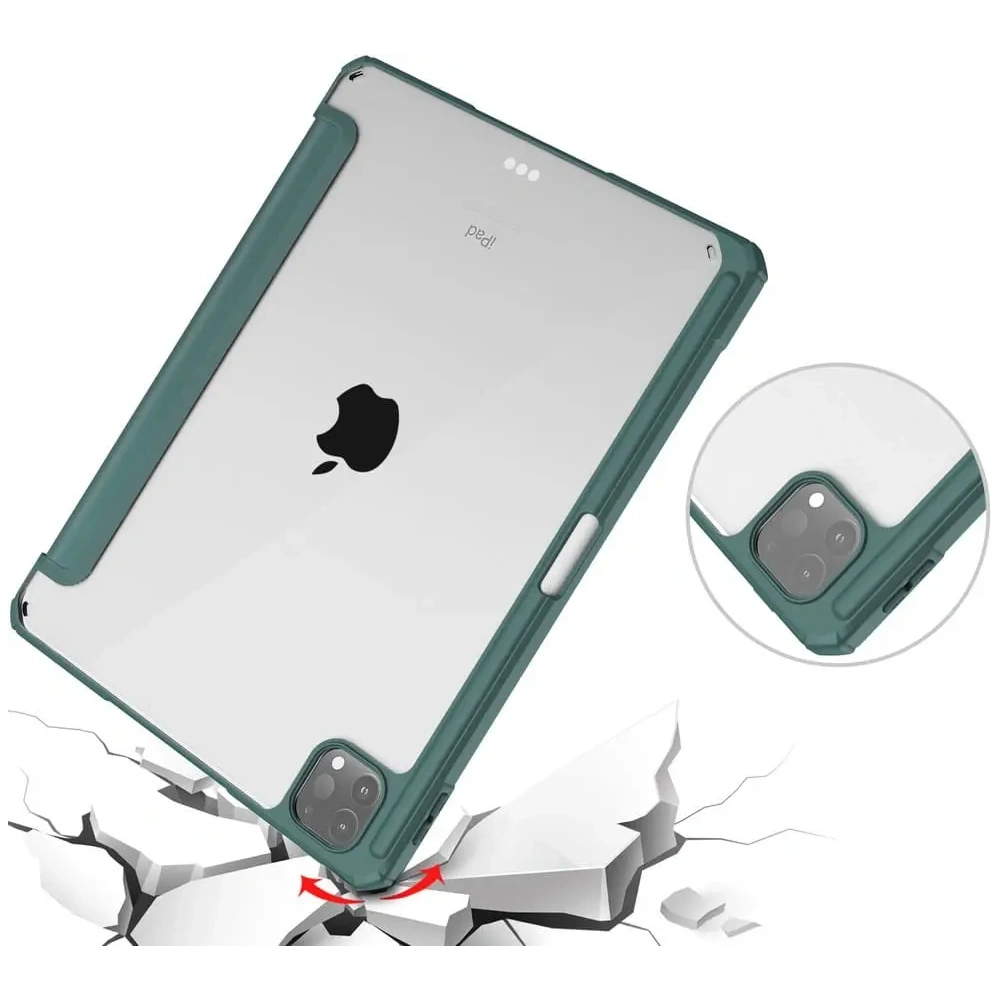 Etui Bizon Case Tab Clear Matt do Apple iPad Pro 12.9 2022/2021/2018 ciemnozielone