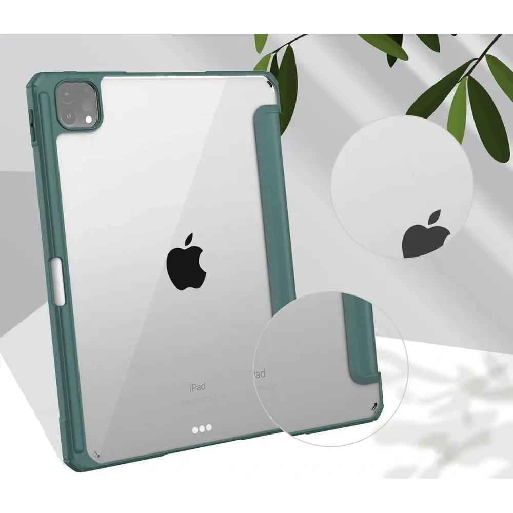Etui Bizon Case Tab Clear Matt do Apple iPad Pro 12.9 2022/2021/2018 ciemnozielone
