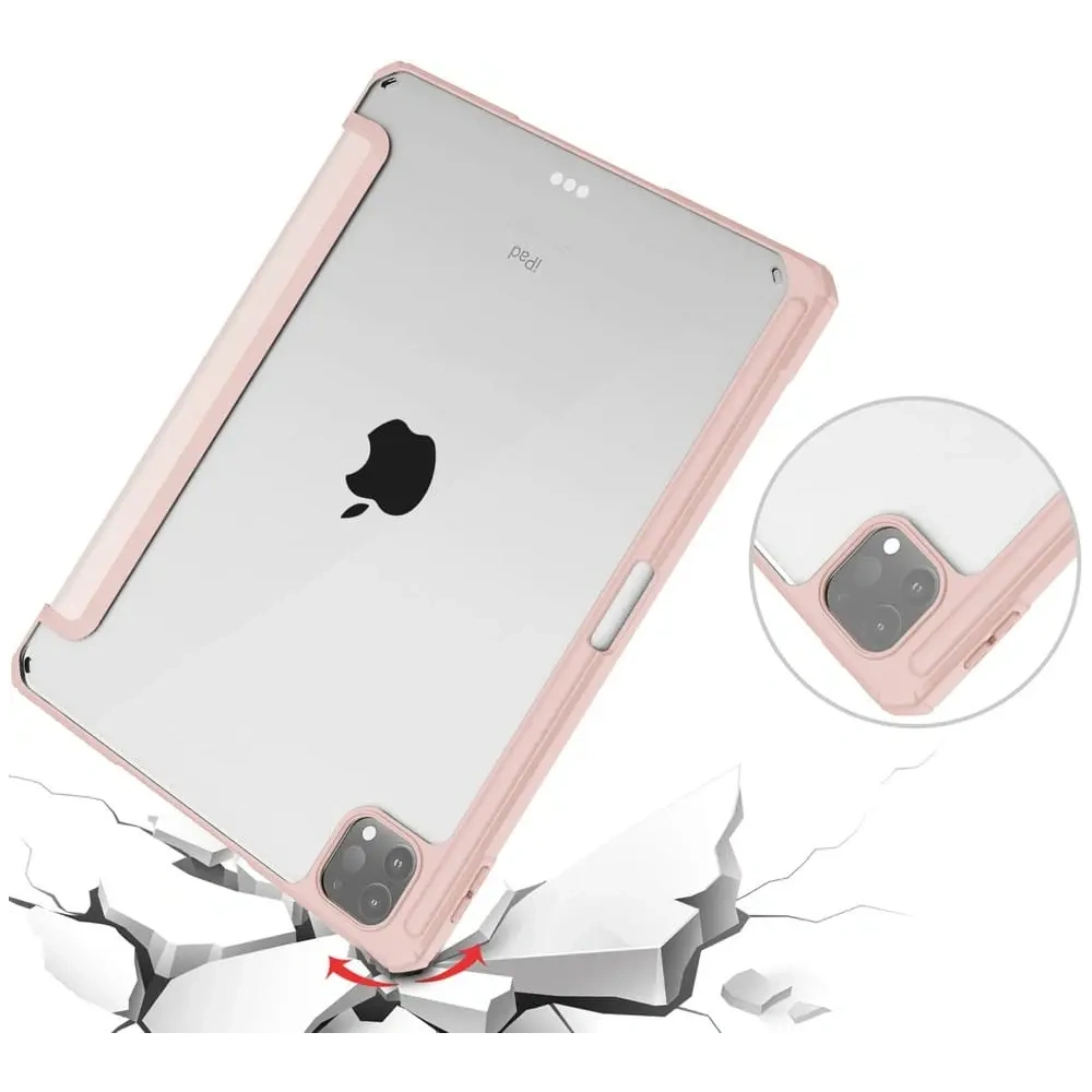 Etui Bizon Case Tab Clear Matt do Apple iPad Pro 12.9 2022/2021/2018 różowozłote