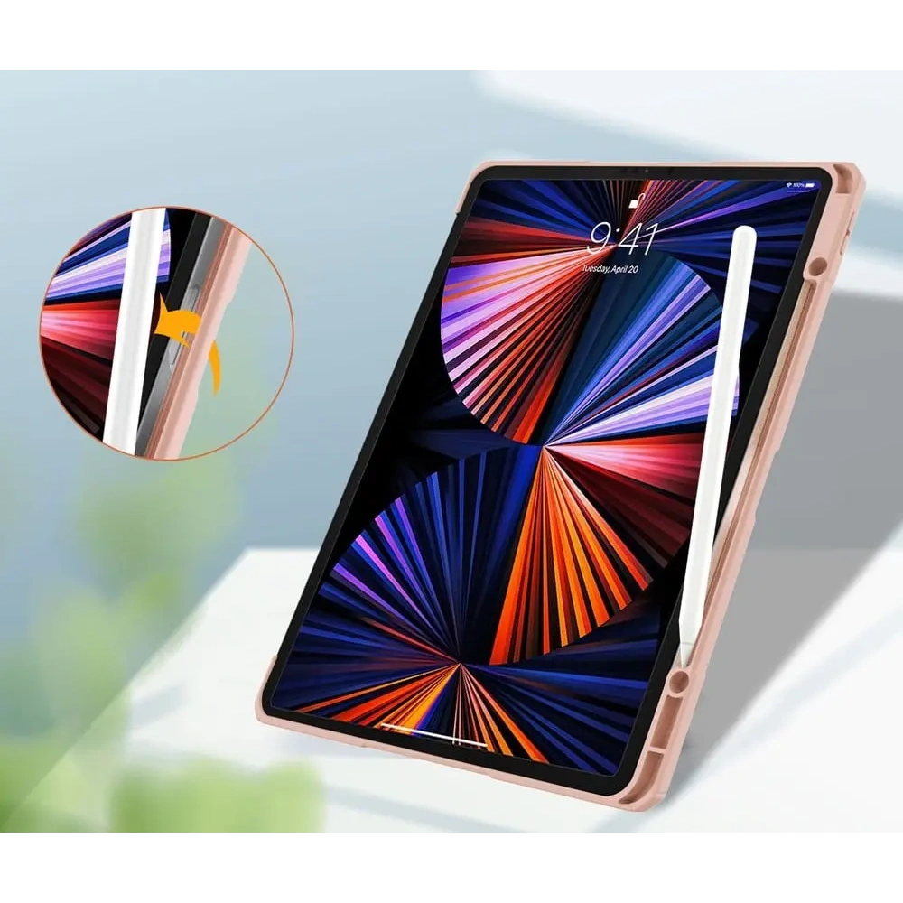 Etui Bizon Case Tab Clear Matt do Apple iPad Pro 12.9 2022/2021/2018 różowozłote