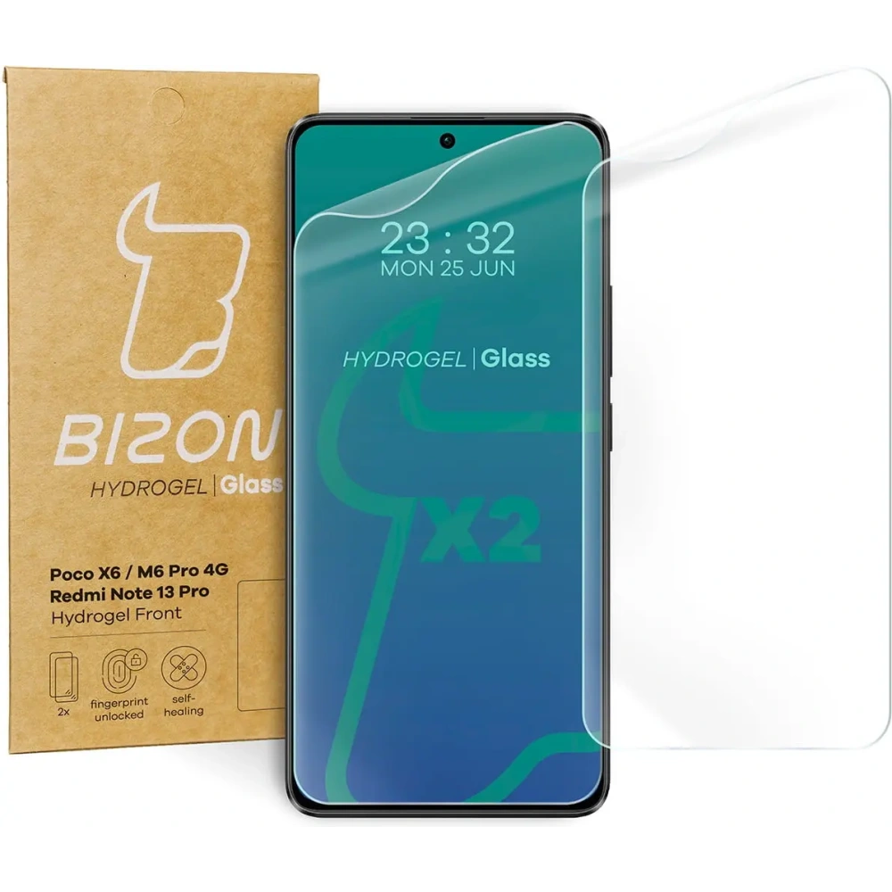 Folia hydrożelowa na ekran Bizon Glass Hydrogel Front do Xiaomi Poco X6 / Poco M6 Pro 4G / Redmi Note 13 5G / Redmi Note 13 Pro 4G / LTE / 14S/5G [2 PACK]