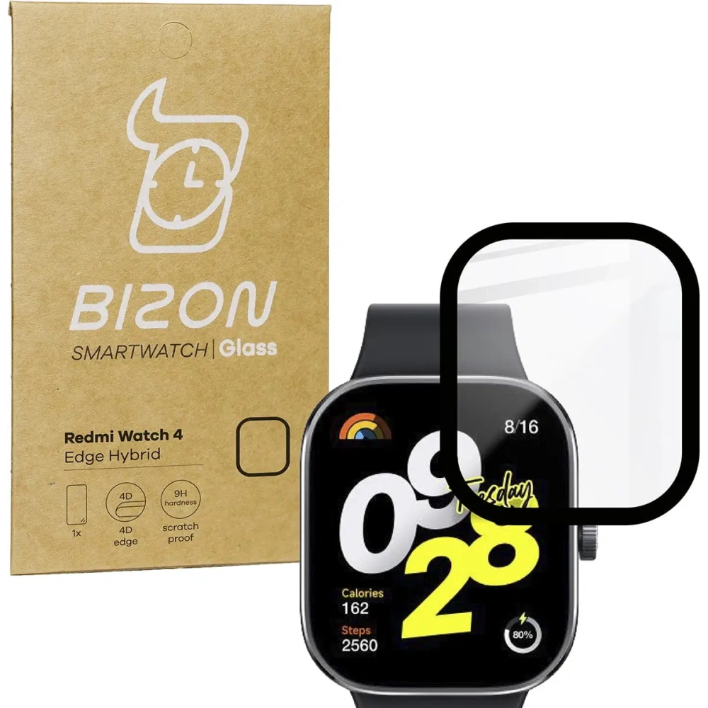 Szkło hybrydowe Bizon Glass Watch Edge Hybrid do Redmi Watch 4 czarne