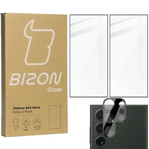 BIZON Edge 2x screen glass + camera glass Samsung Galaxy S24 Ultra