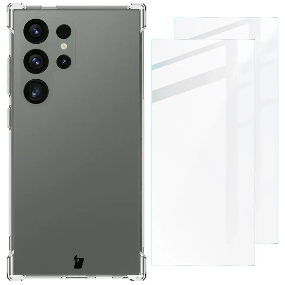 Etui + 2x szkło na ekran Bizon Case Clear Pack do Samsung Galaxy S24 Ultra przezroczyste