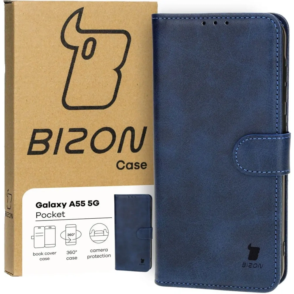 Etui z klapką Bizon Case Pocket do Samsung Galaxy A55 5G granatowe