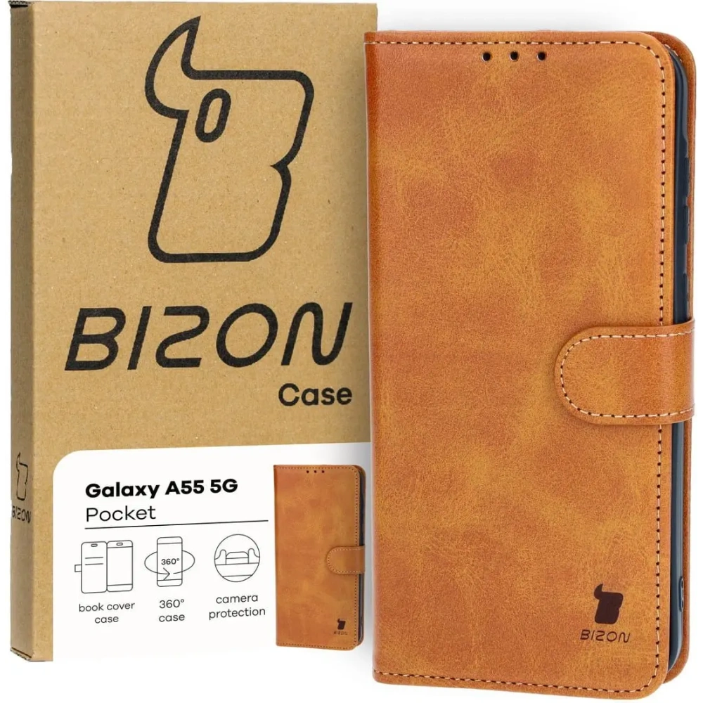 Etui z klapką Bizon Case Pocket do Samsung Galaxy A55 5G brązowe