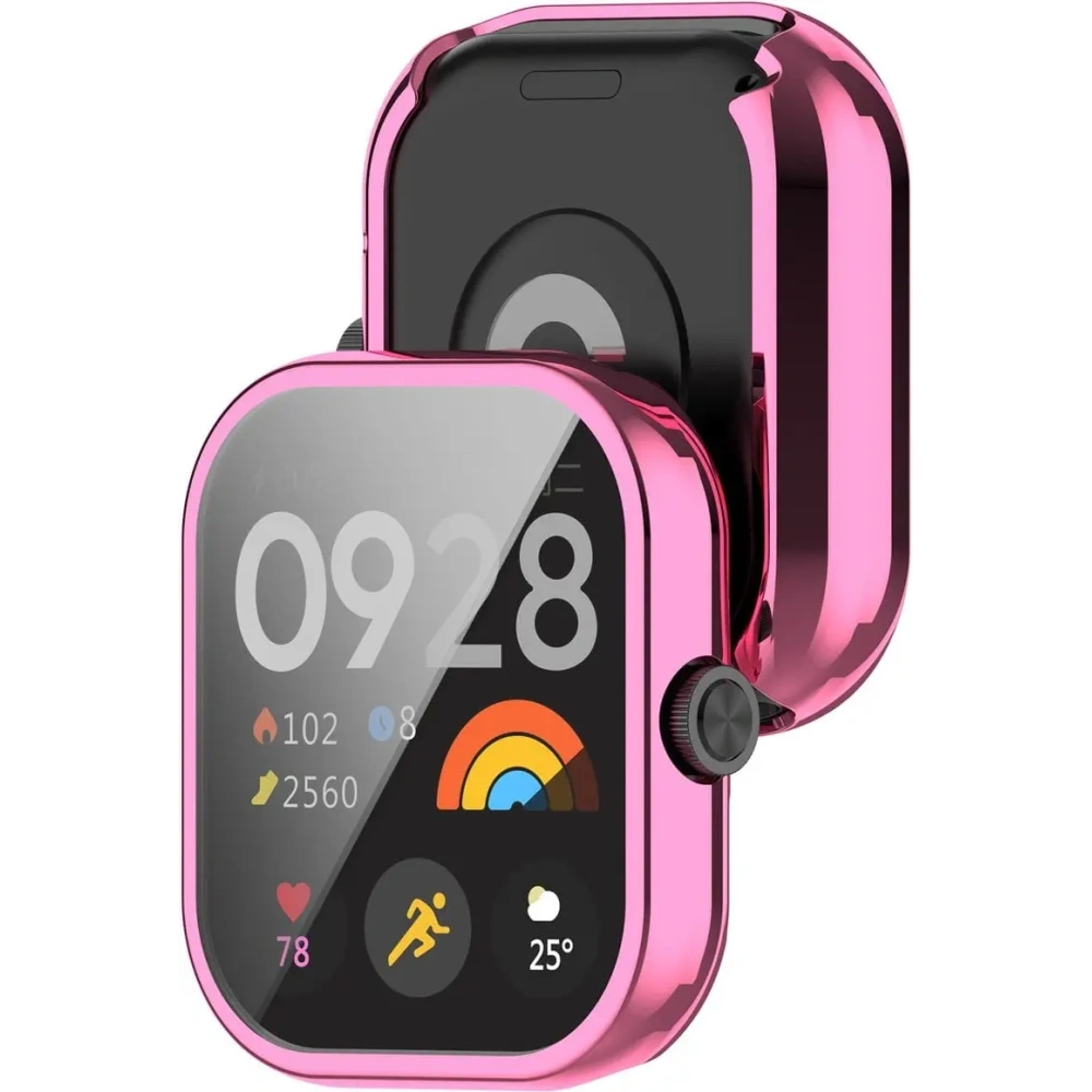 Etui z osłoną ekranu Bizon Case Watch Felipe do Xiaomi Redmi Watch 4 różowe