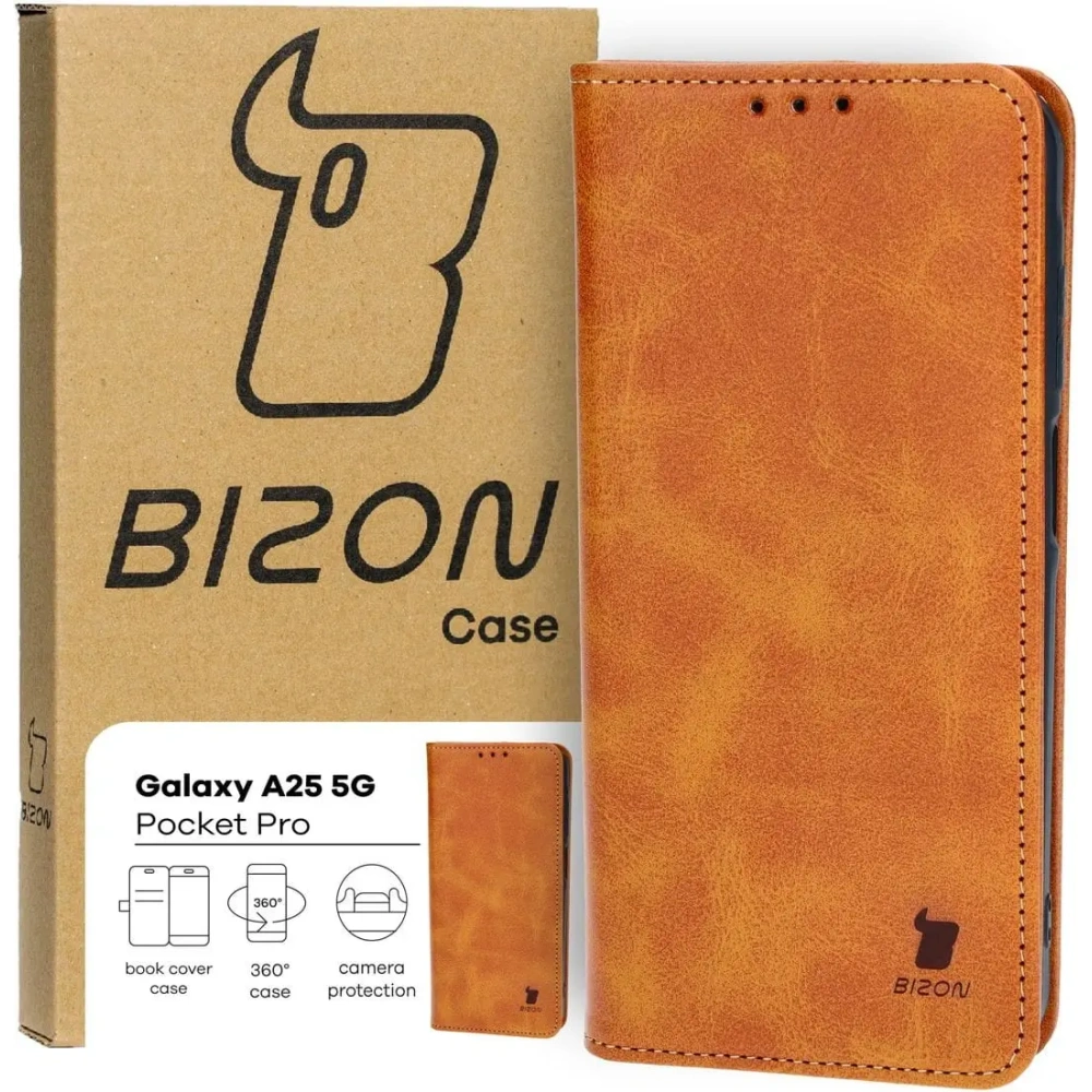 Etui z klapką Bizon Case Pocket Pro do Samsung Galaxy A25 5G brązowe