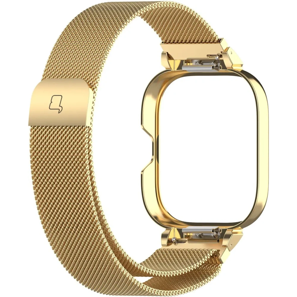 Etui z paskiem Bizon Strap + Case Watch Chain do Xiaomi Redmi Watch 4 złote