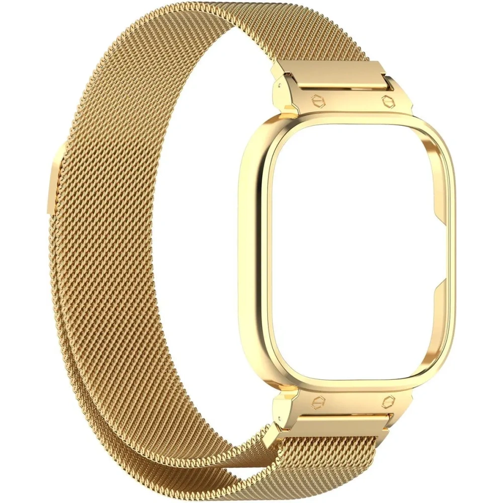 Etui z paskiem Bizon Strap + Case Watch Chain do Xiaomi Redmi Watch 4 złote