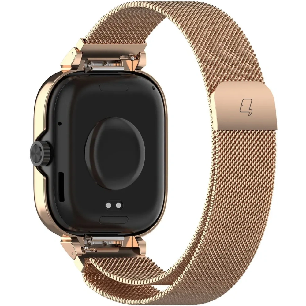 Etui z paskiem Bizon Strap + Case Watch Chain do Xiaomi Redmi Watch 4 różowozłote