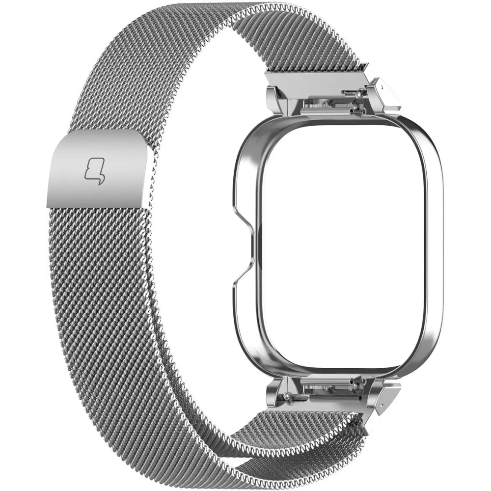 Etui z paskiem Bizon Strap + Case Watch Chain do Xiaomi Redmi Watch 4 srebrne