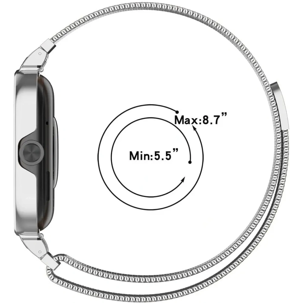 Etui z paskiem Bizon Strap + Case Watch Chain do Xiaomi Redmi Watch 4 srebrne