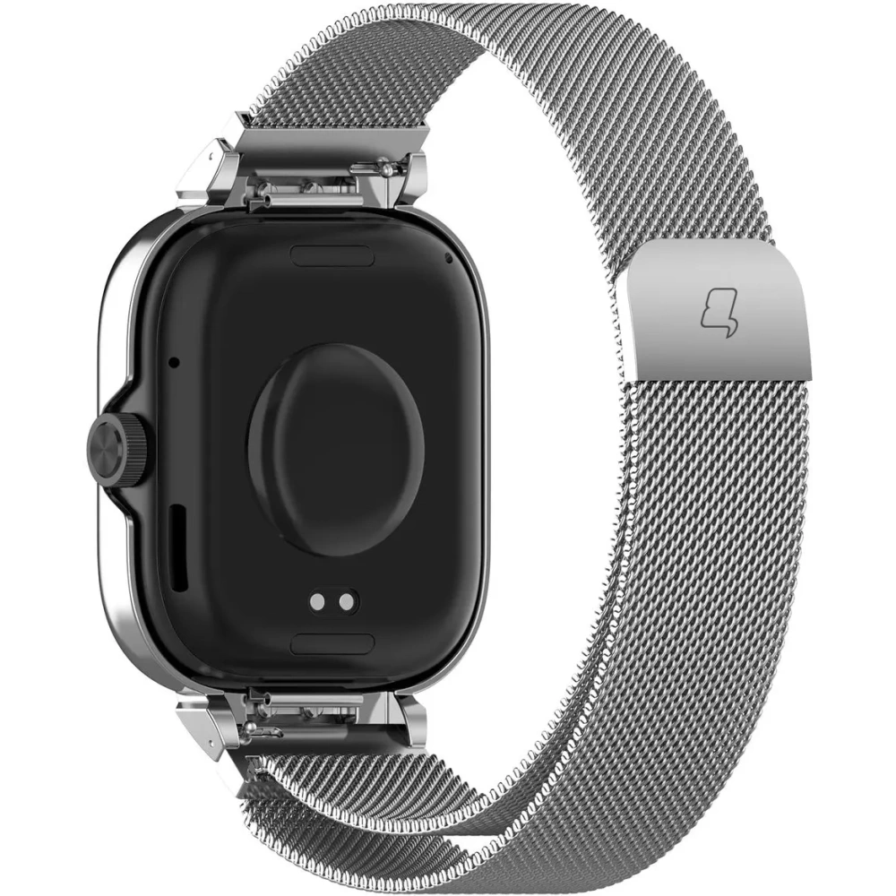 Etui z paskiem Bizon Strap + Case Watch Chain do Xiaomi Redmi Watch 4 srebrne