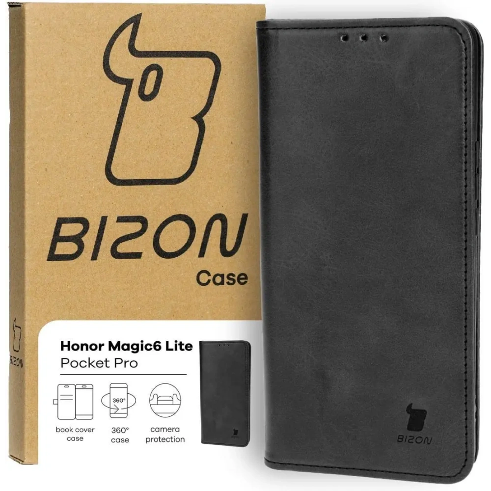 Etui z klapką Bizon Case Pocket Pro do Honor Magic6 Lite czarne