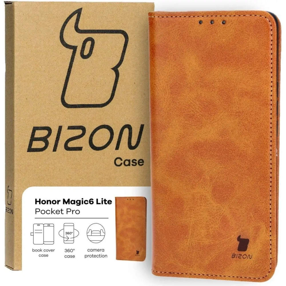 Etui z klapką Bizon Case Pocket Pro do Honor Magic6 Lite brązowe