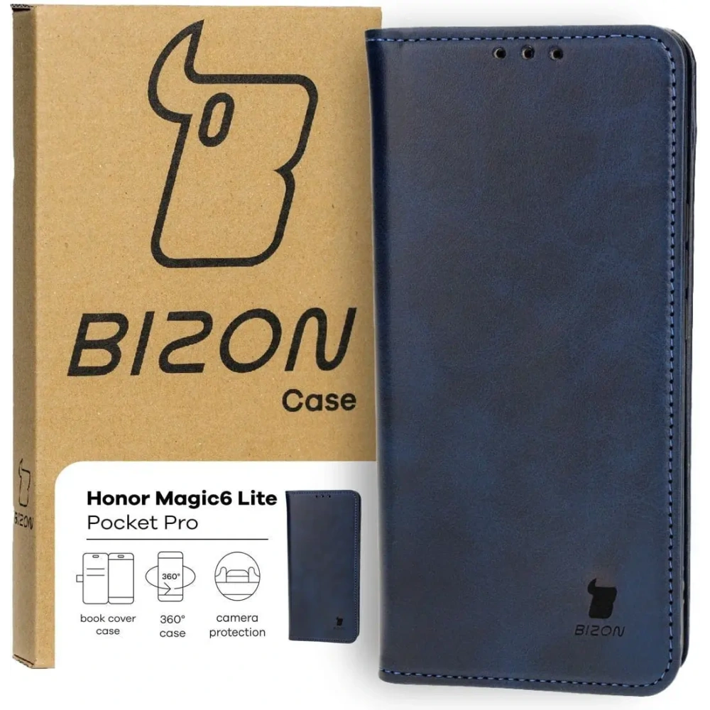 Etui z klapką Bizon Case Pocket Pro do Honor Magic6 Lite granatowe