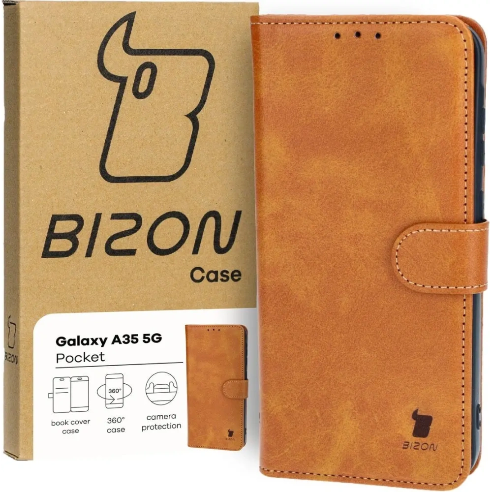 Etui z klapką Bizon Case Pocket do Samsung Galaxy A35 5G brązowe