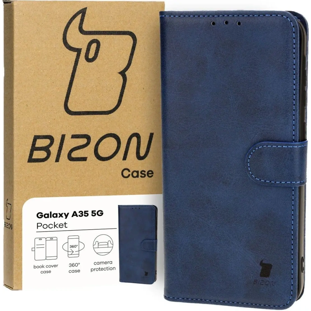 Etui z klapką Bizon Case Pocket do Samsung Galaxy A35 5G granatowe