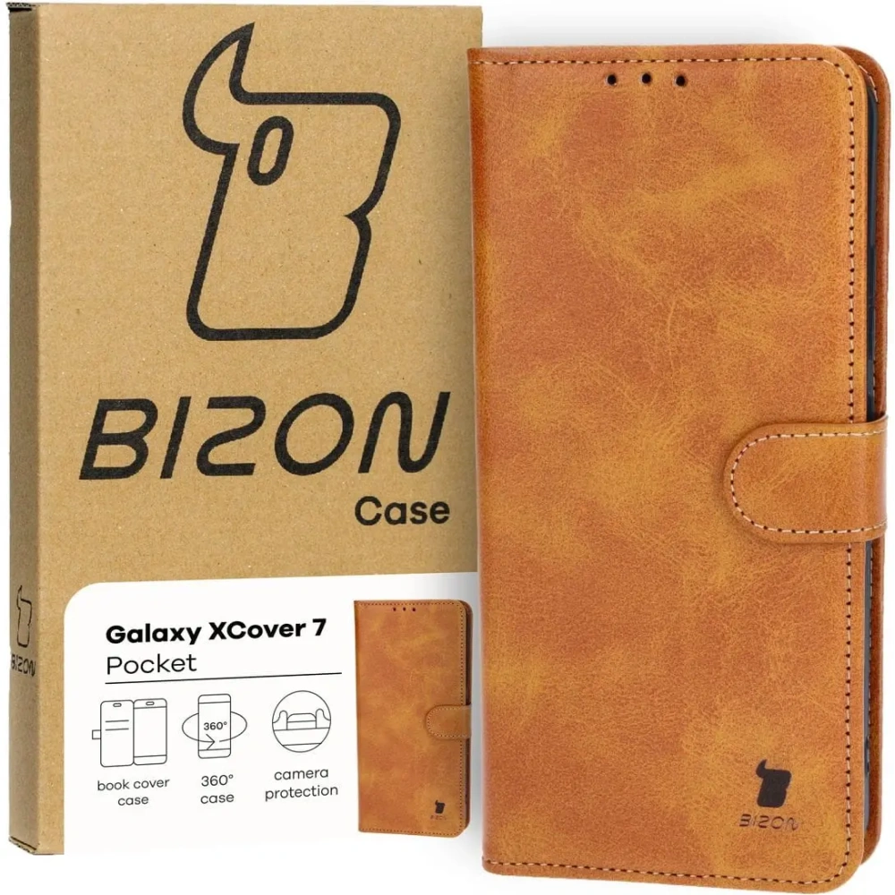 Etui z klapką Bizon Case Pocket do Samsung Galaxy Xcover7 brązowe