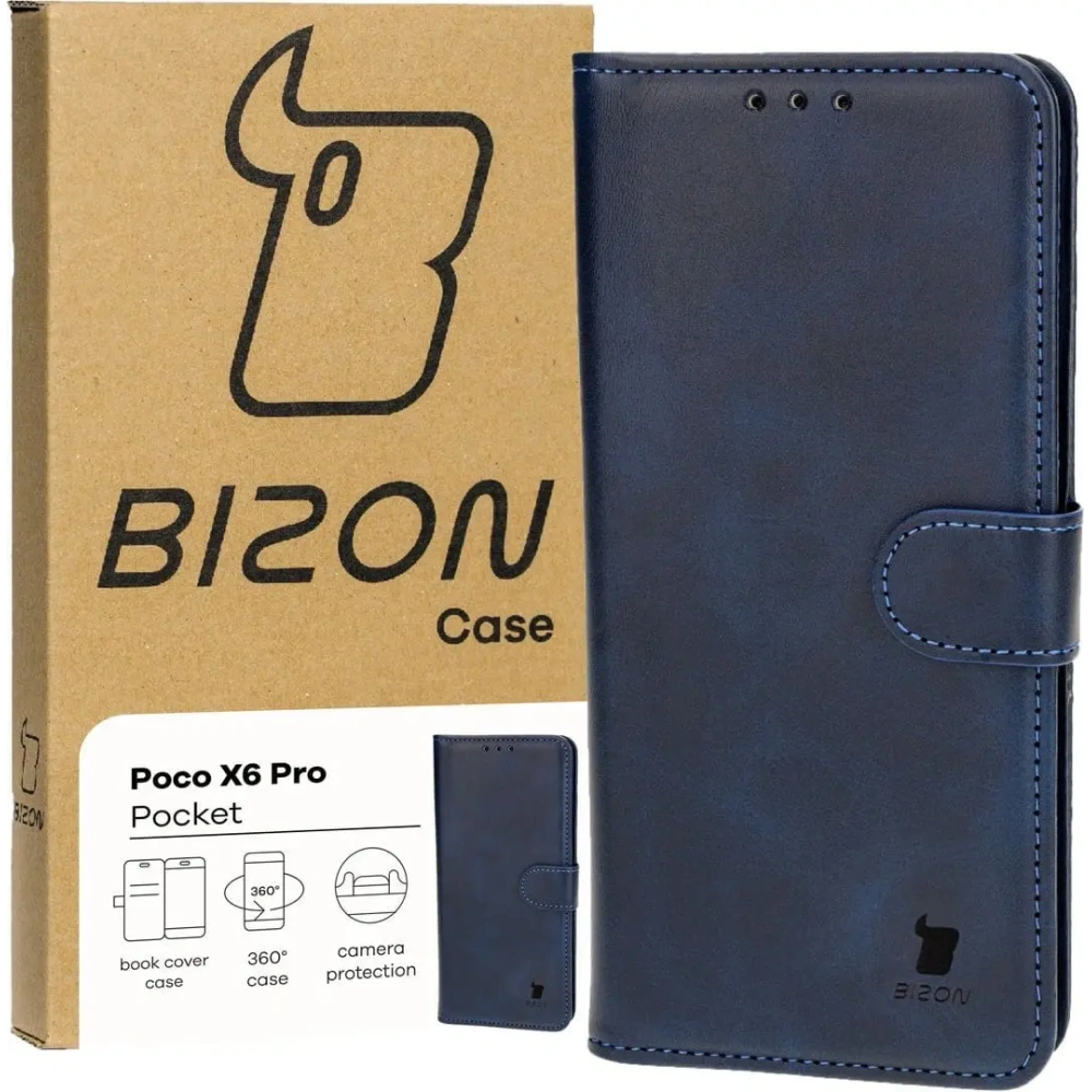 Etui z klapką Bizon Case Pocket do Xiaomi Poco X6 Pro granatowe