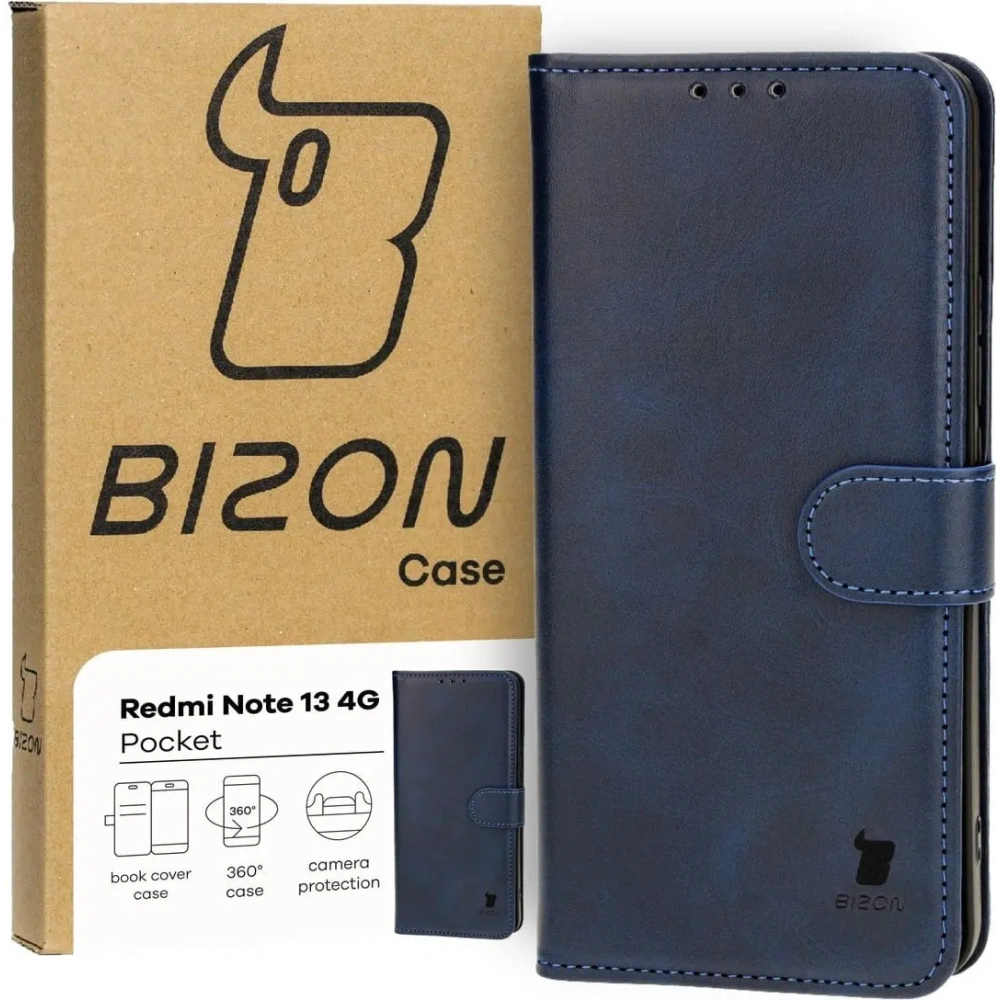 Etui z klapką Bizon Case Pocket do Xiaomi Redmi Note 13 4G granatowe
