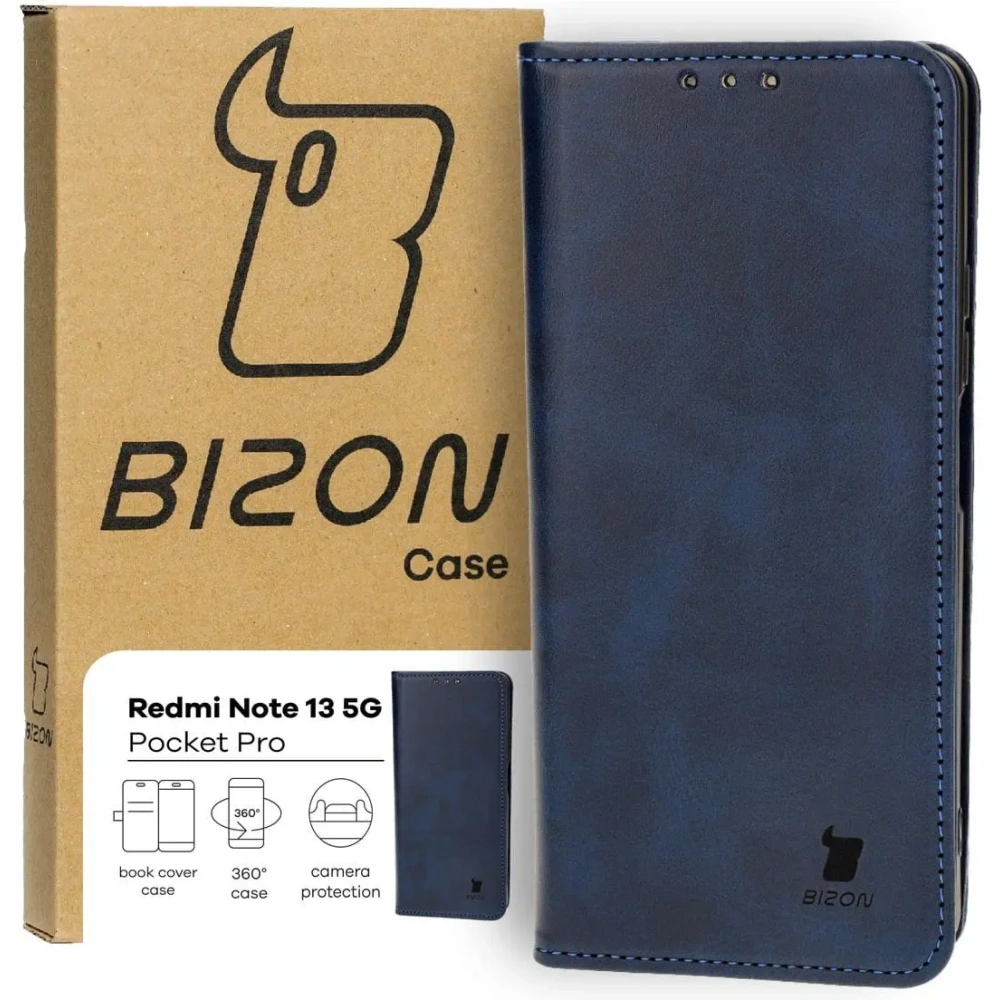 Etui z klapką Bizon Case Pocket Pro do Xiaomi Redmi Note 13 5G granatowe