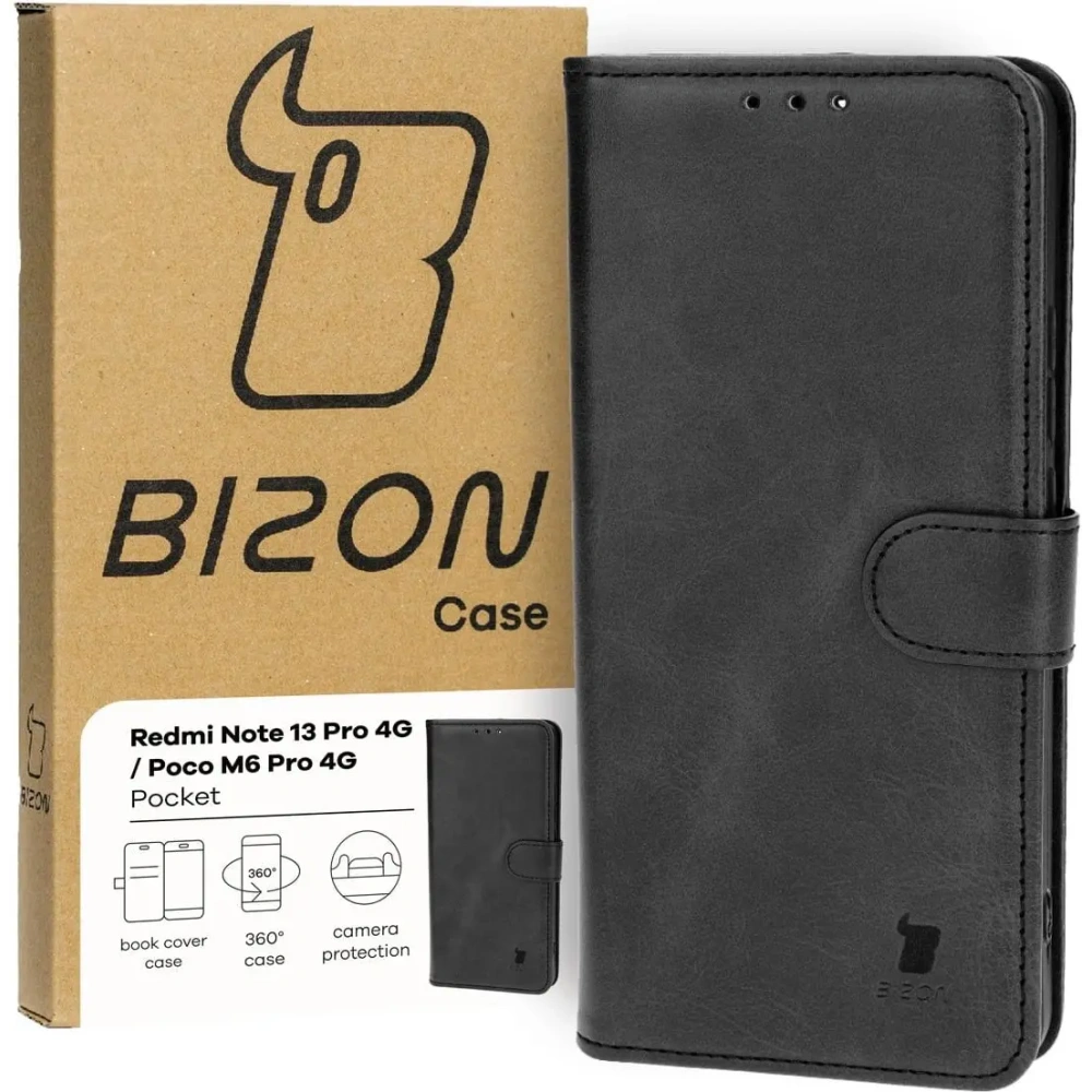 Etui z klapką Bizon Case Pocket do Xiaomi Poco M6 Pro 4G / Xiaomi Redmi Note 13 Pro 4G / LTE / 14S czarne