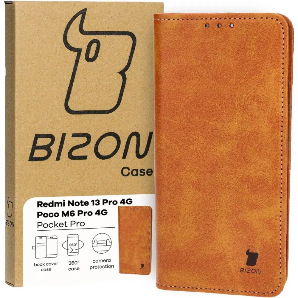 Etui z klapką Bizon Case Pocket Pro do Xiaomi Poco M4 Pro 5G / Xiaomi Redmi Note 11s 5G brązowe