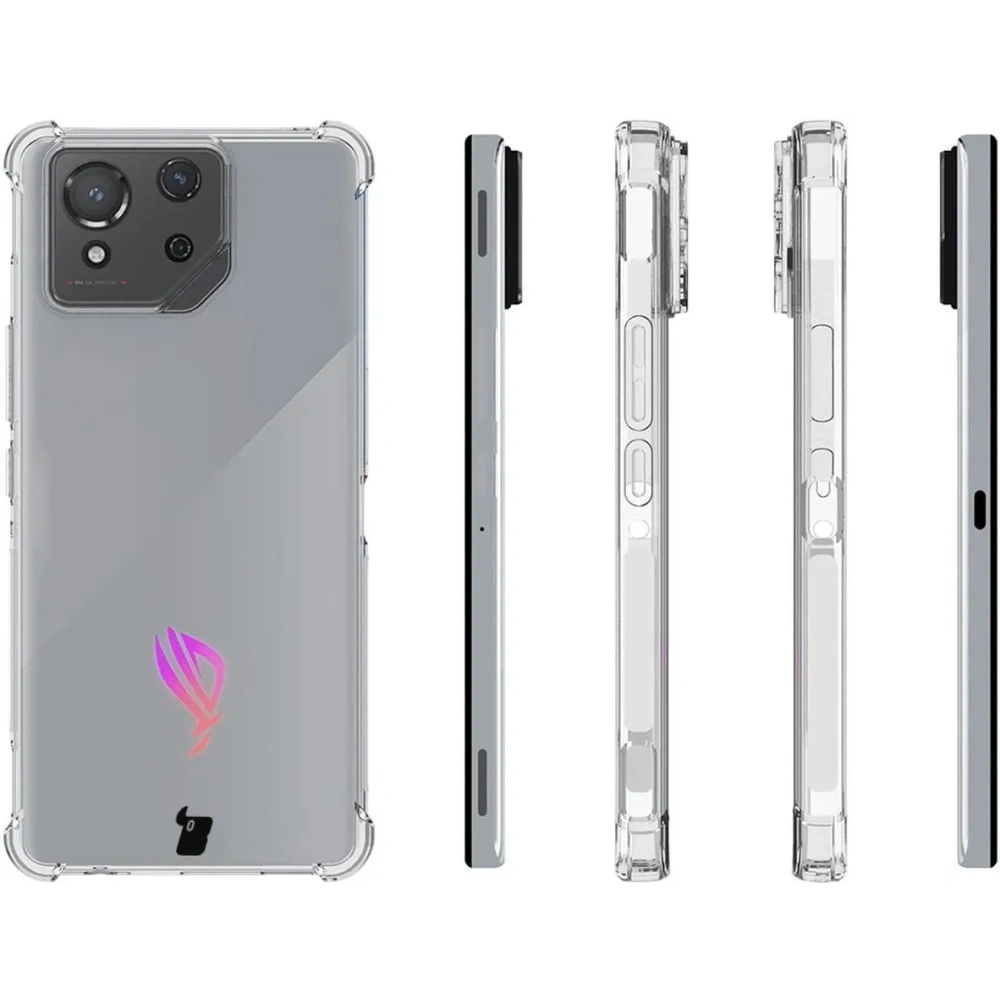 Etui + 2x folia Bizon Case Clear Pack do Asus ROG Phone 8 przezroczyste