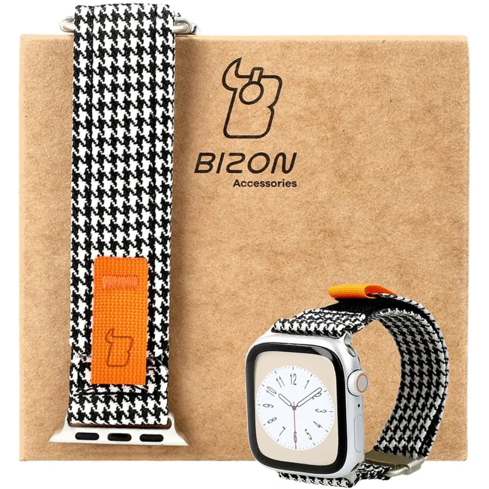 Pasek Bizon Strap Watch Urban do Apple Watch 38/40/41/42 mm czarno-biała pepitka