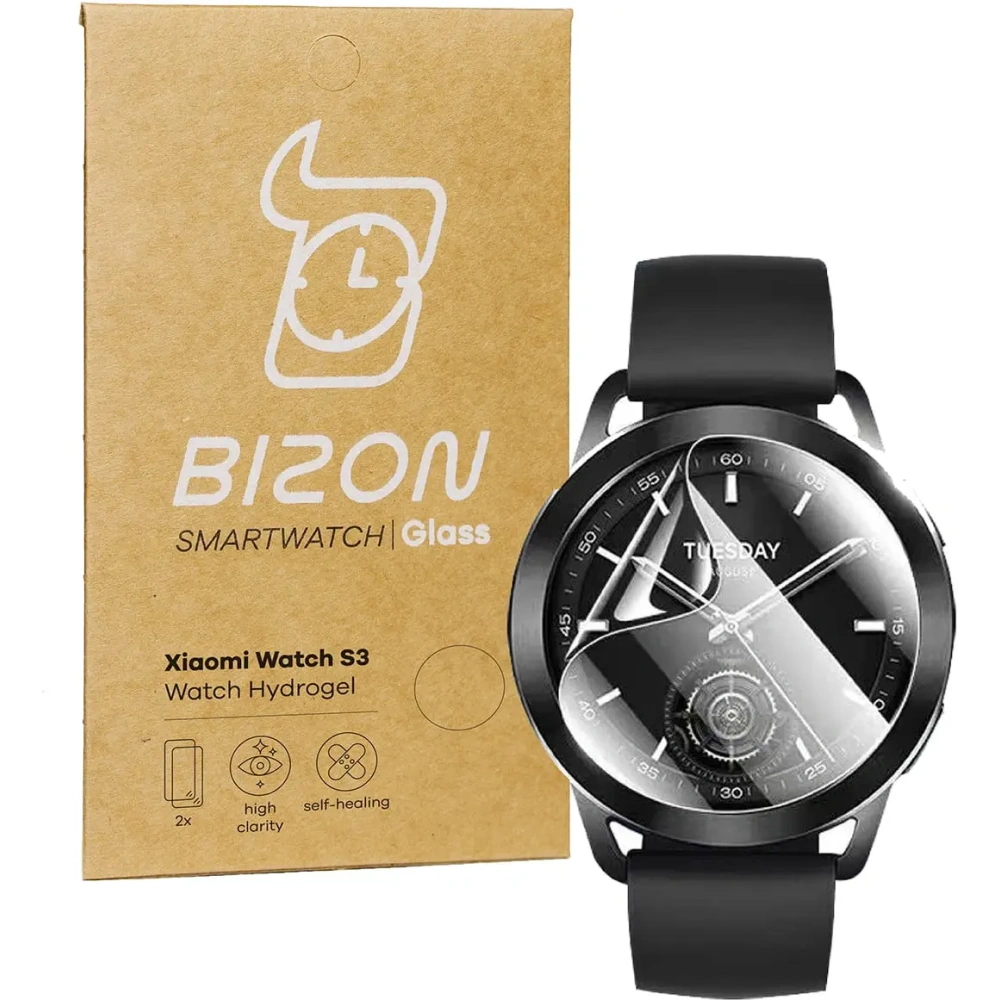 Folia hydrożelowa na ekran Bizon Glass Watch Hydrogel do Xiaomi Watch S3 47 mm [2 PACK]