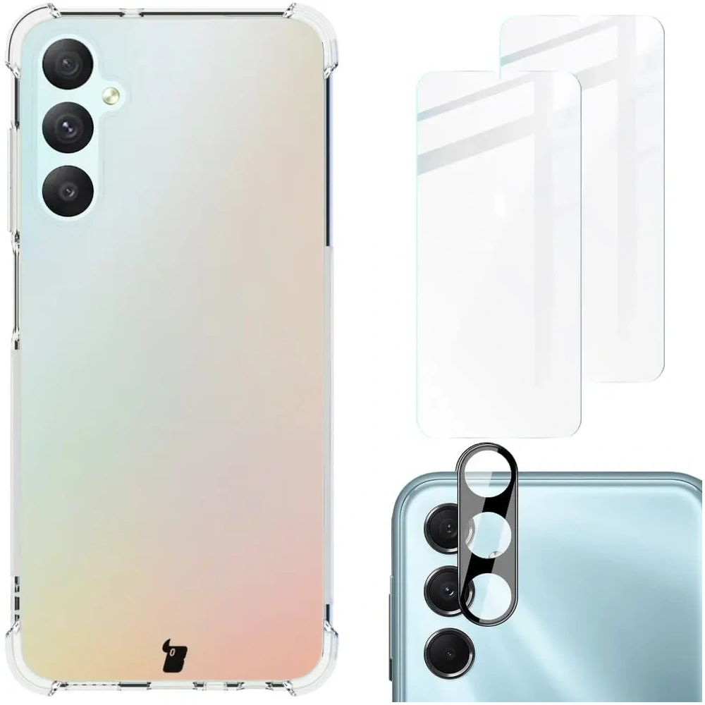 Etui + 2x szkło na ekran + obiektyw Bizon Case Clear Pack do Samsung Galaxy A05s przezroczyste