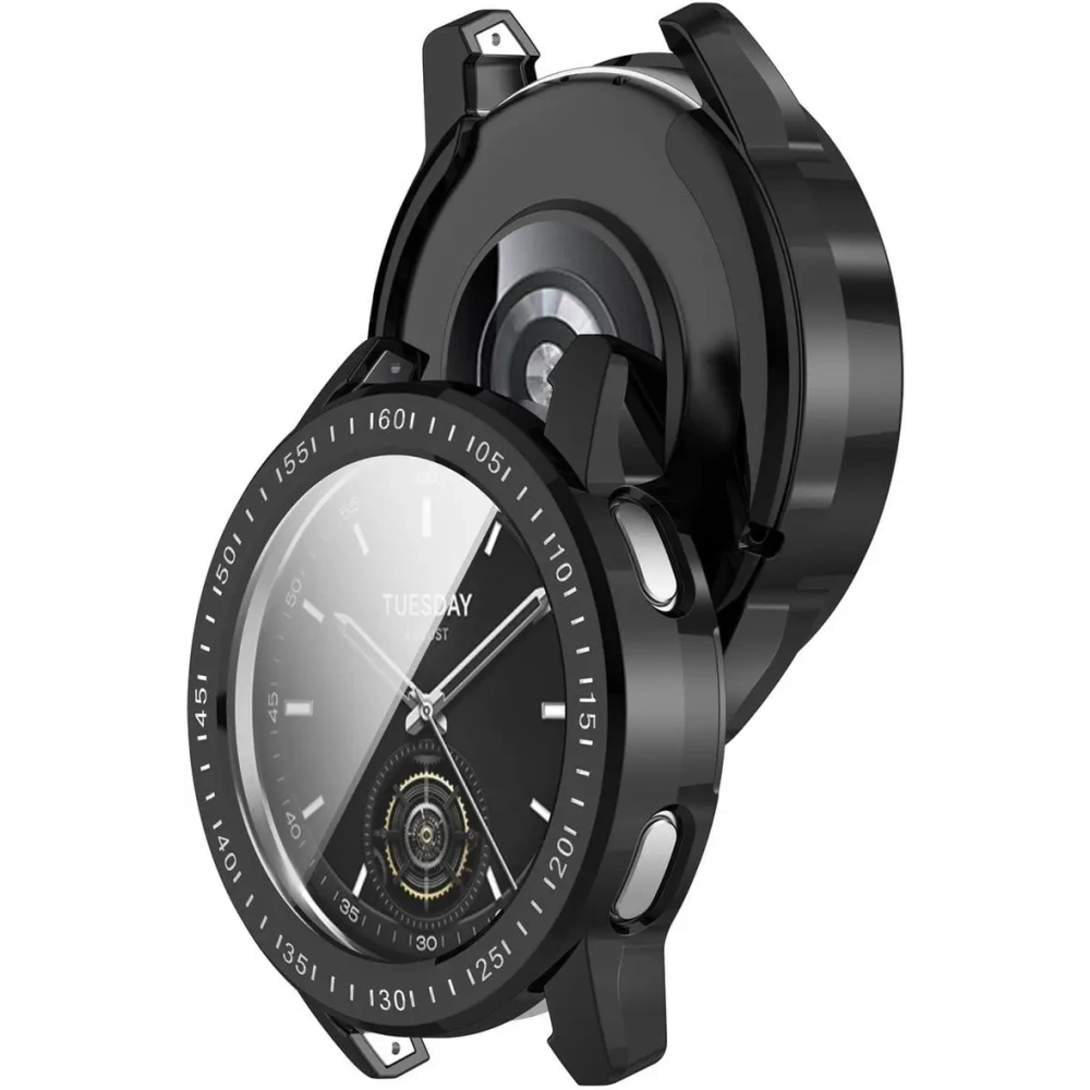 Etui z osłoną ekranu Bizon Case Watch Felipe do Xiaomi Watch S3 47 mm czarne