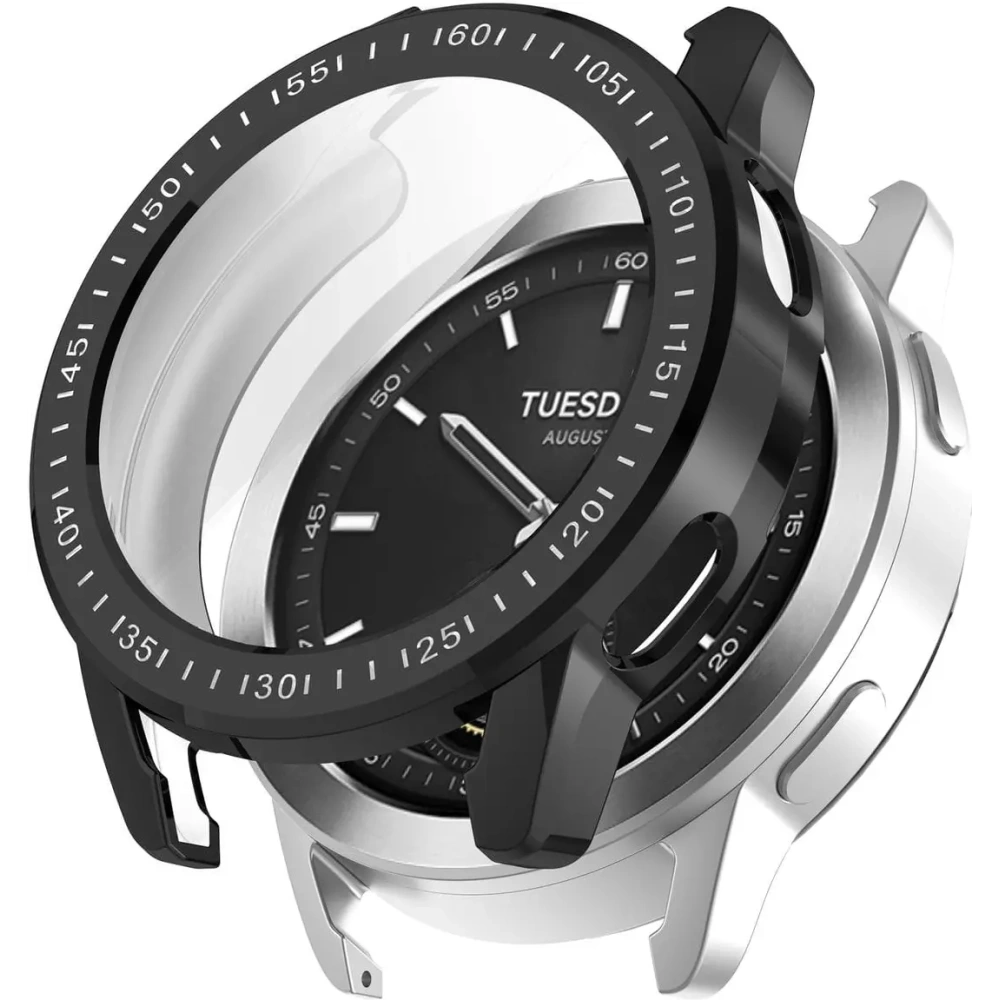 Etui z osłoną ekranu Bizon Case Watch Felipe do Xiaomi Watch S3 47 mm czarne